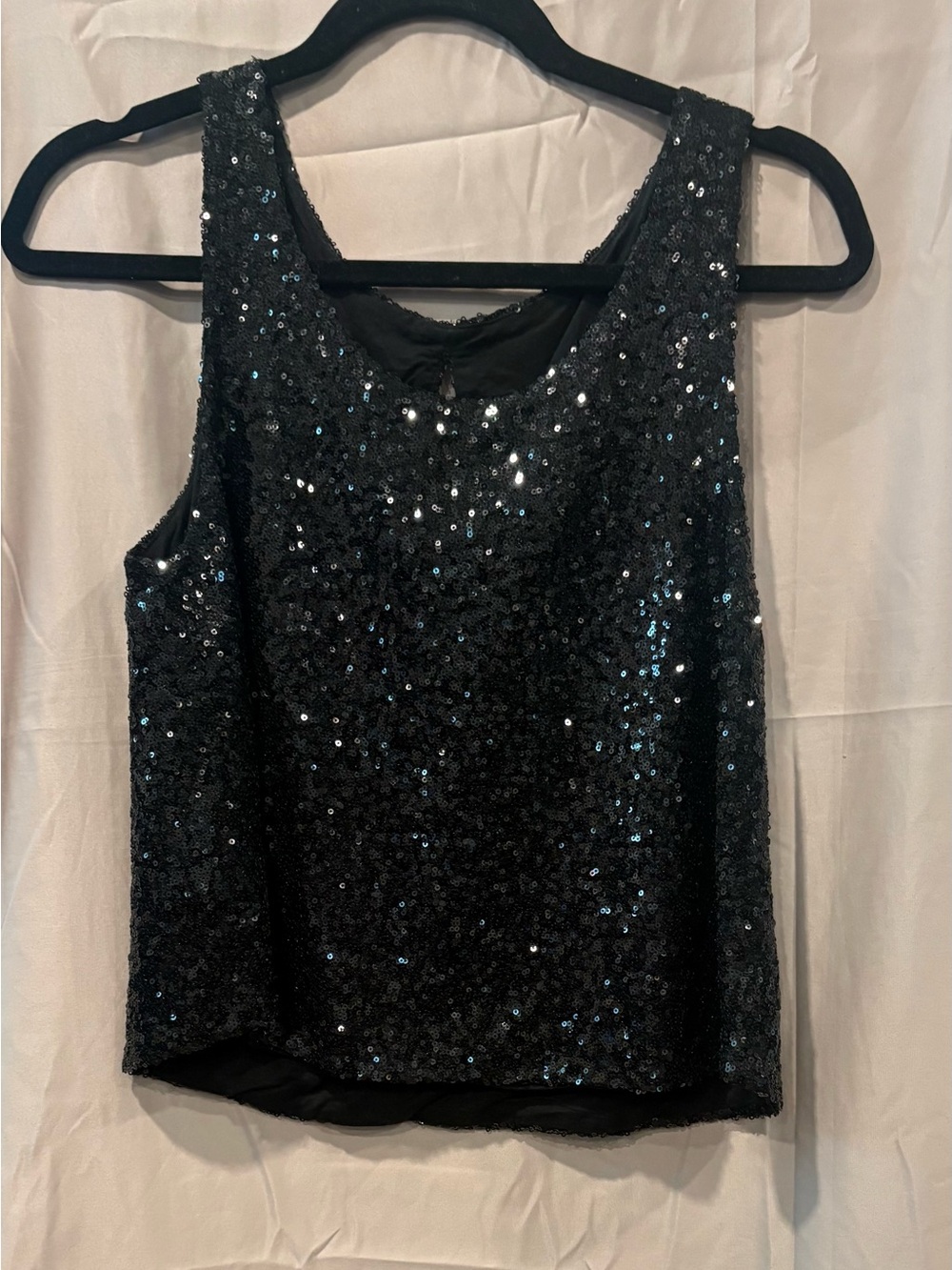 Sequin Scoop Neck Camisole - Black